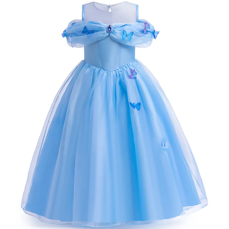 2024 New Butterfly Girls Dress Summer Fairy Tale Role Playing Elegant Princess Dress Prom Party Outfits 2-10 Years Kids Clothes