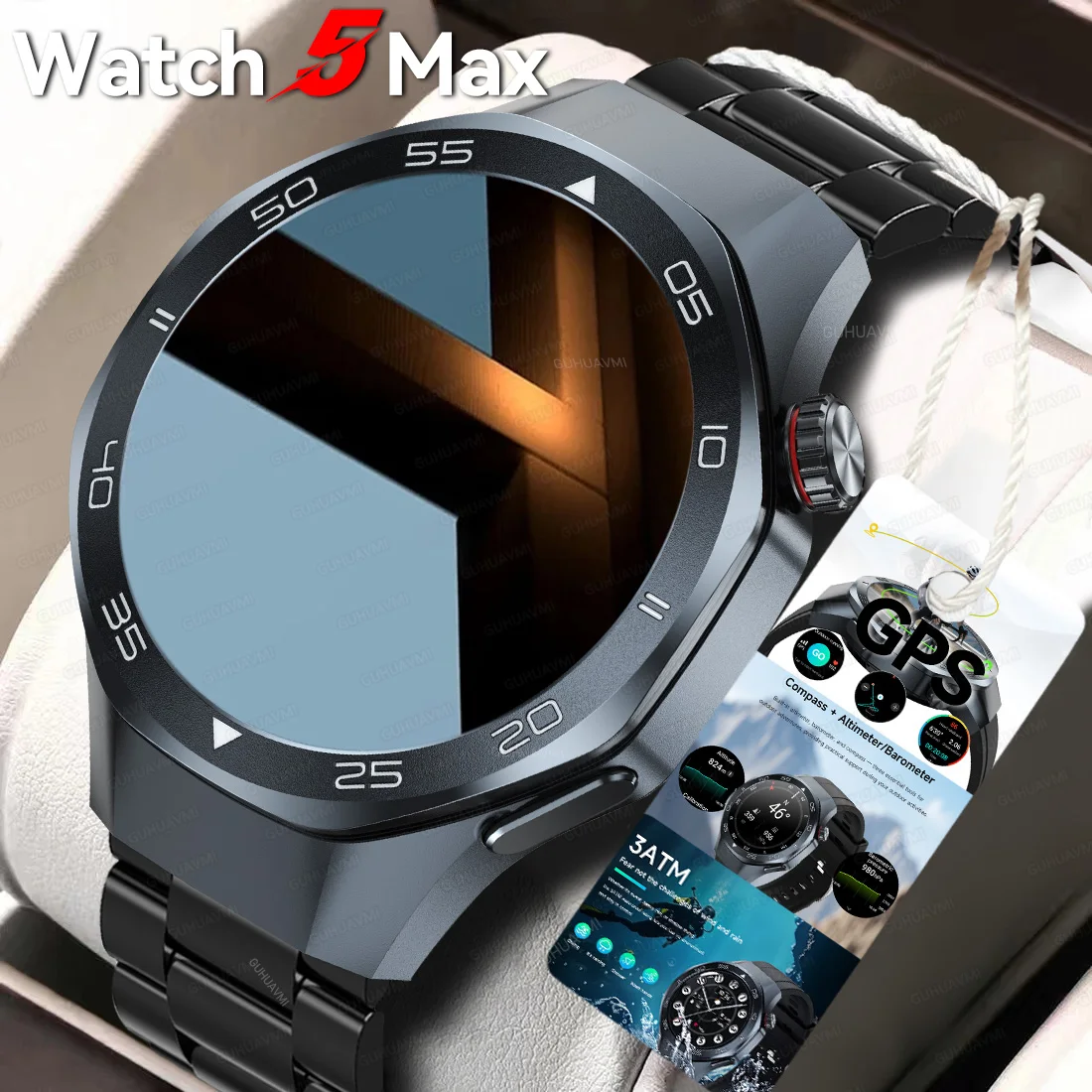 

2025 Новые Ультра Смарт-часы GT5 Pro для мужчин HD AMOLED Экран GPS Траектория движения Сердечный ритм Bluetooth Вызов 1,52 дюйма SmartWatch 3 АТМ