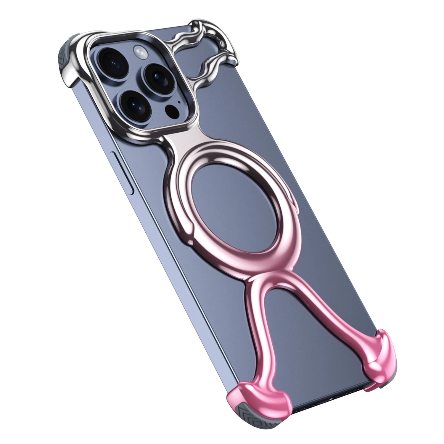 حافظة هاتف هندسية غير منتظمة لهاتف آيفون 16 15 14 13 Pro حافظة مجوفة مطلية بأربعة زوايا من السيليكون مقاومة للصدمات #6