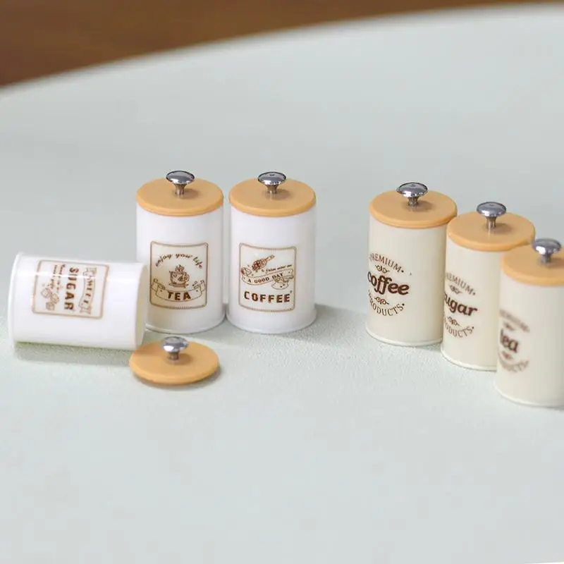 3Pcs Dollhouse Simulation Nordic Storage Jar Model Kitchen Storage Organzier Candy Box Miniature Food And Play Dry Goods Cans