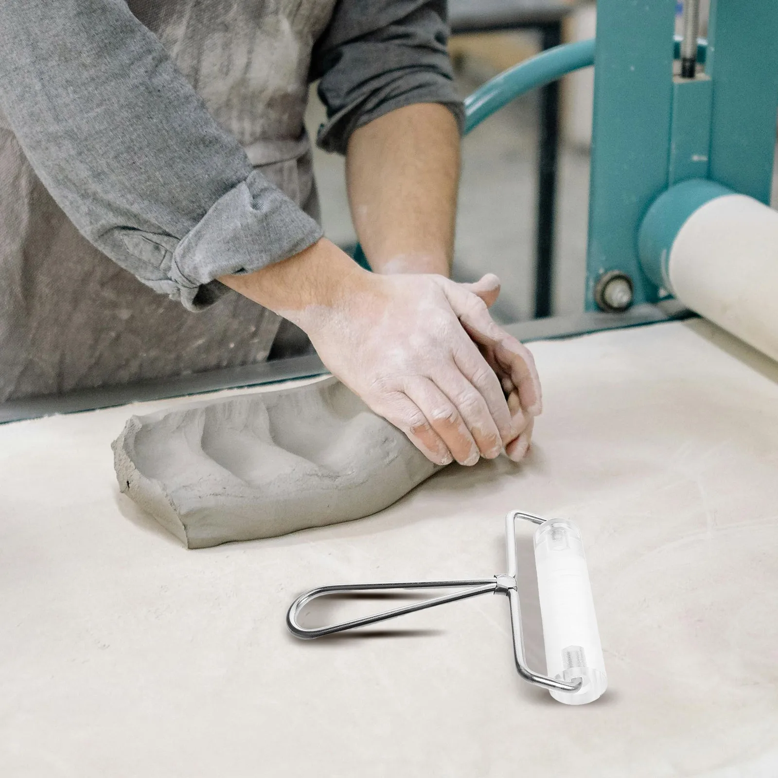 

Acrylic Clay Roller Transparent Lightweight Handheld Stamping Tool For Polymer Clay Fondant Crafting Smooth Non-Stick