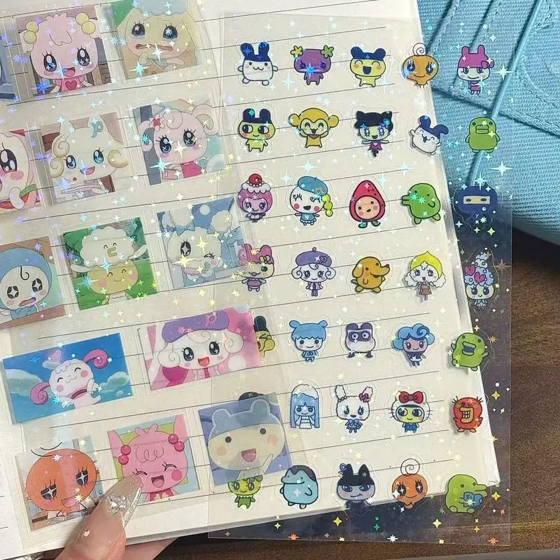 Simpatici adesivi Tamagotchi Antico laser precoce Flash Meeton Patch Patch doppio materiale Carta Ehandbook Mobileshell Regalo fai da te
