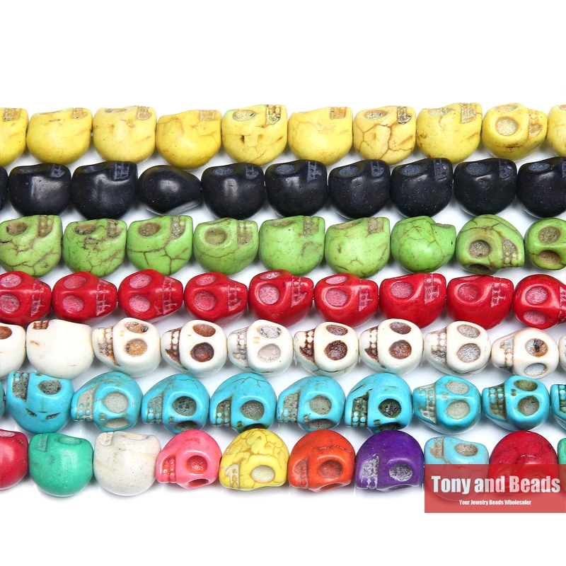 Doğal Taş 10x13mm Oyma Turkuaz Kafatası Gevşek Boncuklu 15 