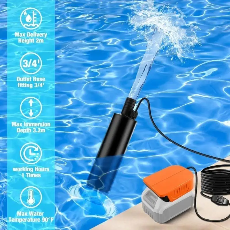 A2BE Light Weight Plastic Water Pumps Tool 50mm Diameter 180mm Height For Pool Covers Basements Boats