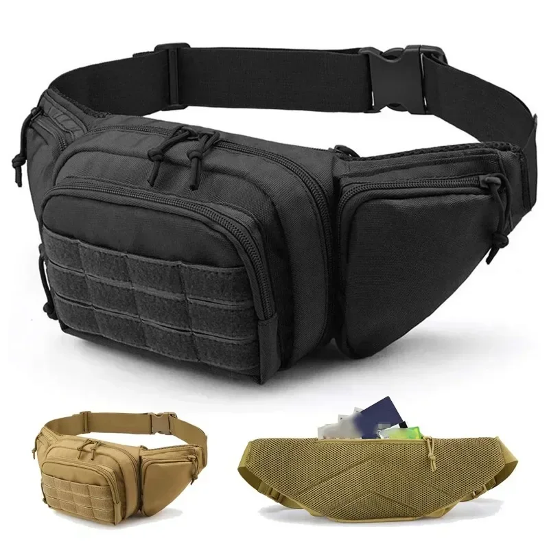 

Men Waist Tactical Fanny Pack Motorcycle Rider Sports Belt Bag Climb Camping Nylon Male Tool Sling Chest Hip Bum Bag