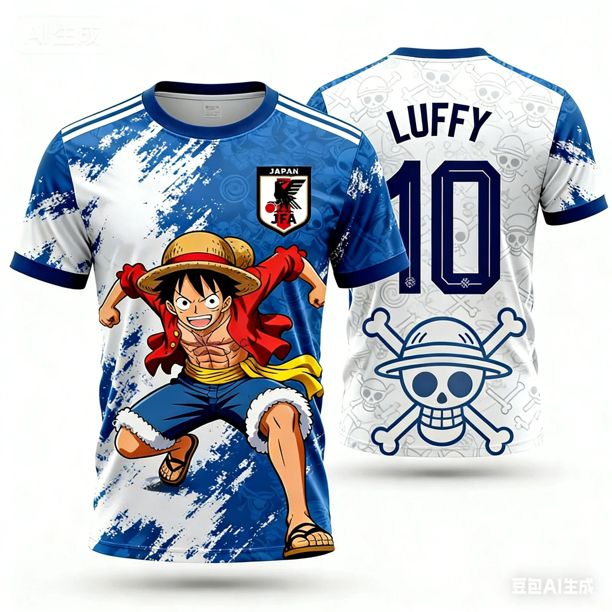 2025 Japan One Piece Luffy Football Jersey T-shirt Kids Football Special Jersey Kit Adult Men's/Women's Quick-Drying Sweatshirt