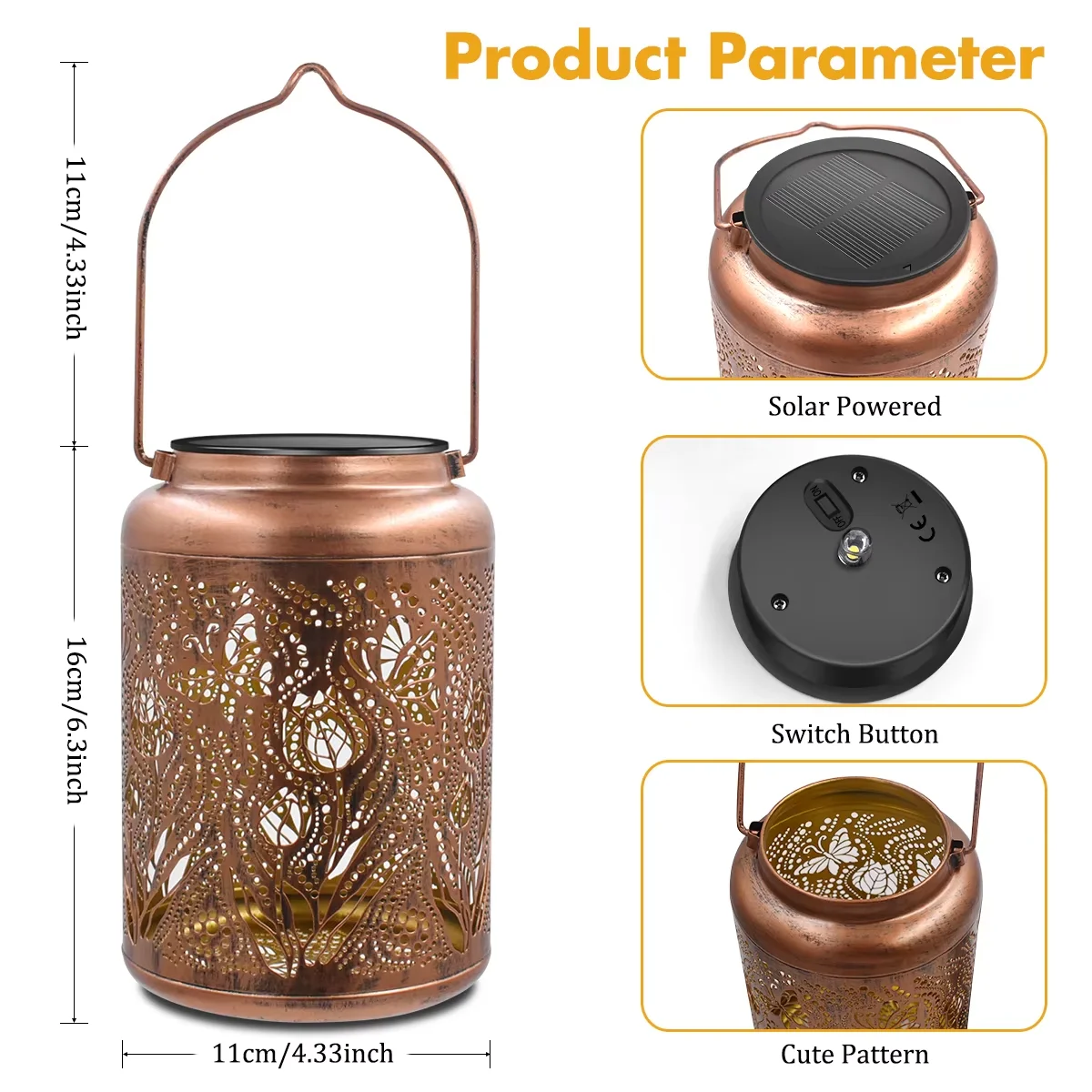 Outdoor Waterproof Hanging Solar Lantern Metal Rose Solar LED Lights Decor Solar Lanterns Gifts for Women Mom Grandma Garden