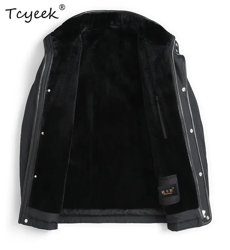 Tcyeek Natural Beimei Mink Fur Coat Men High-end Winter Jacket Man Mulberry Silk Fabric Fashion Whole Mink Mens Coats Slim Fit