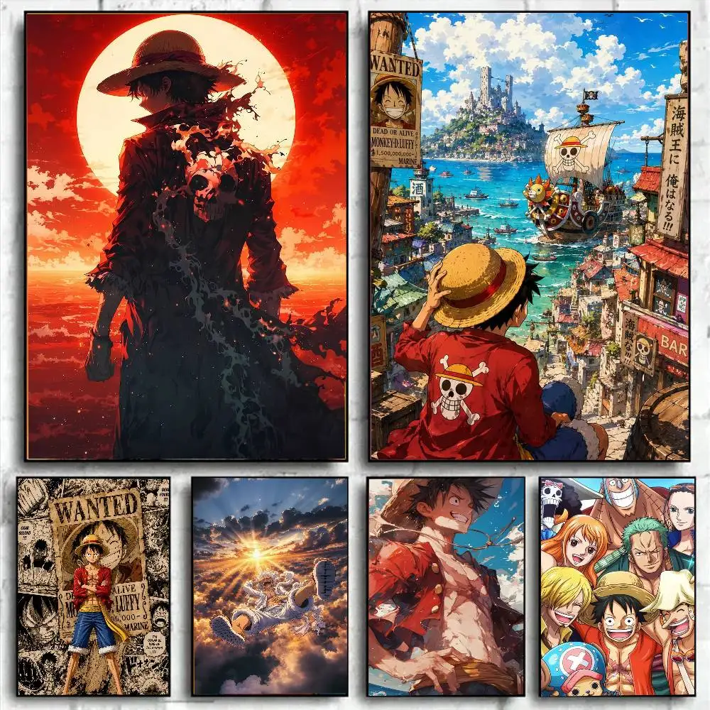 One Piece Luffy Pirate King Anime Poster HD Canvas Wall Art Waterproof Print Bedroom Decor Gift