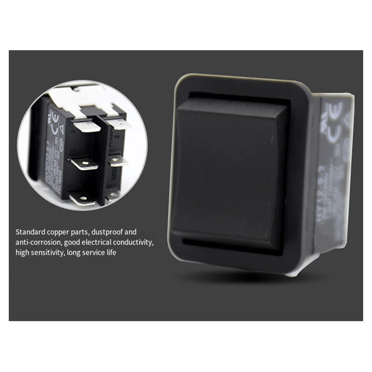 URAZL Rocker Switch, HY12-9-3 6Pins Industrial Electric Rocker Switch 125V/250V Pushbutton