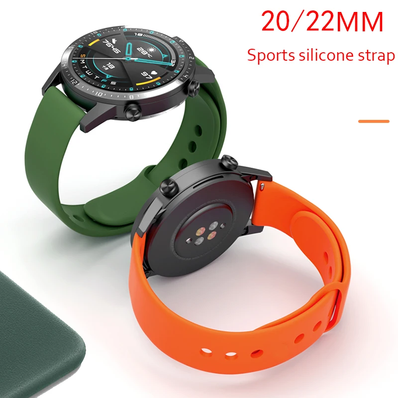 

20mm 22mm strap Huawei wtach GT 2/2e/pro For Samsung Gear S3/sport Silicone bracelet band Galaxy watch 3 45mm/46mm/42mm/Active 2