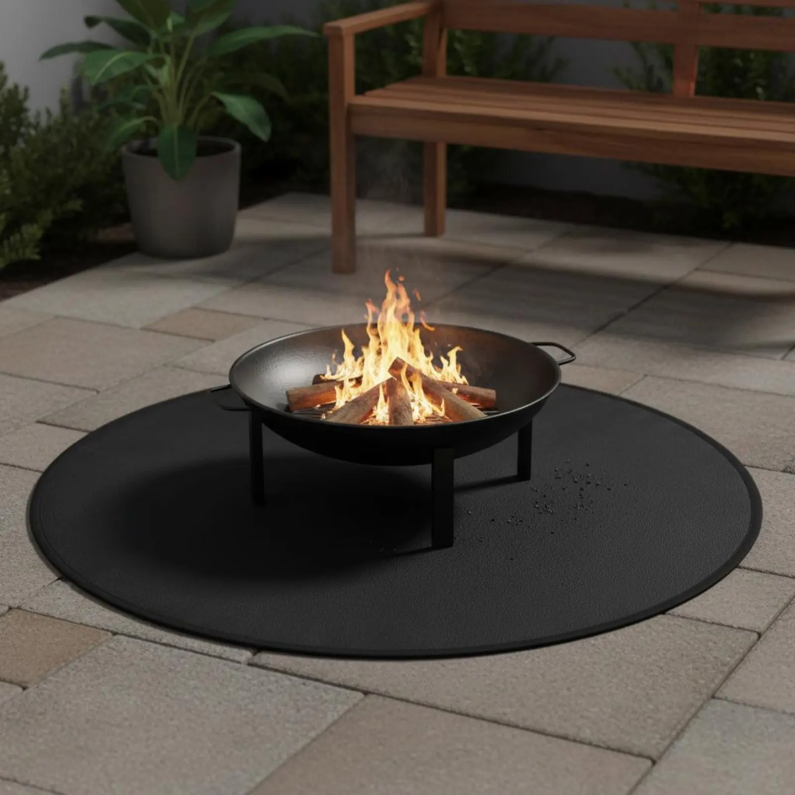 Fire Bowl Mat Reusable Fireproof Floor Mat BBQ Floor Protector Easy to Clean Deck Protector Pad Multi-Level Protection for Patio