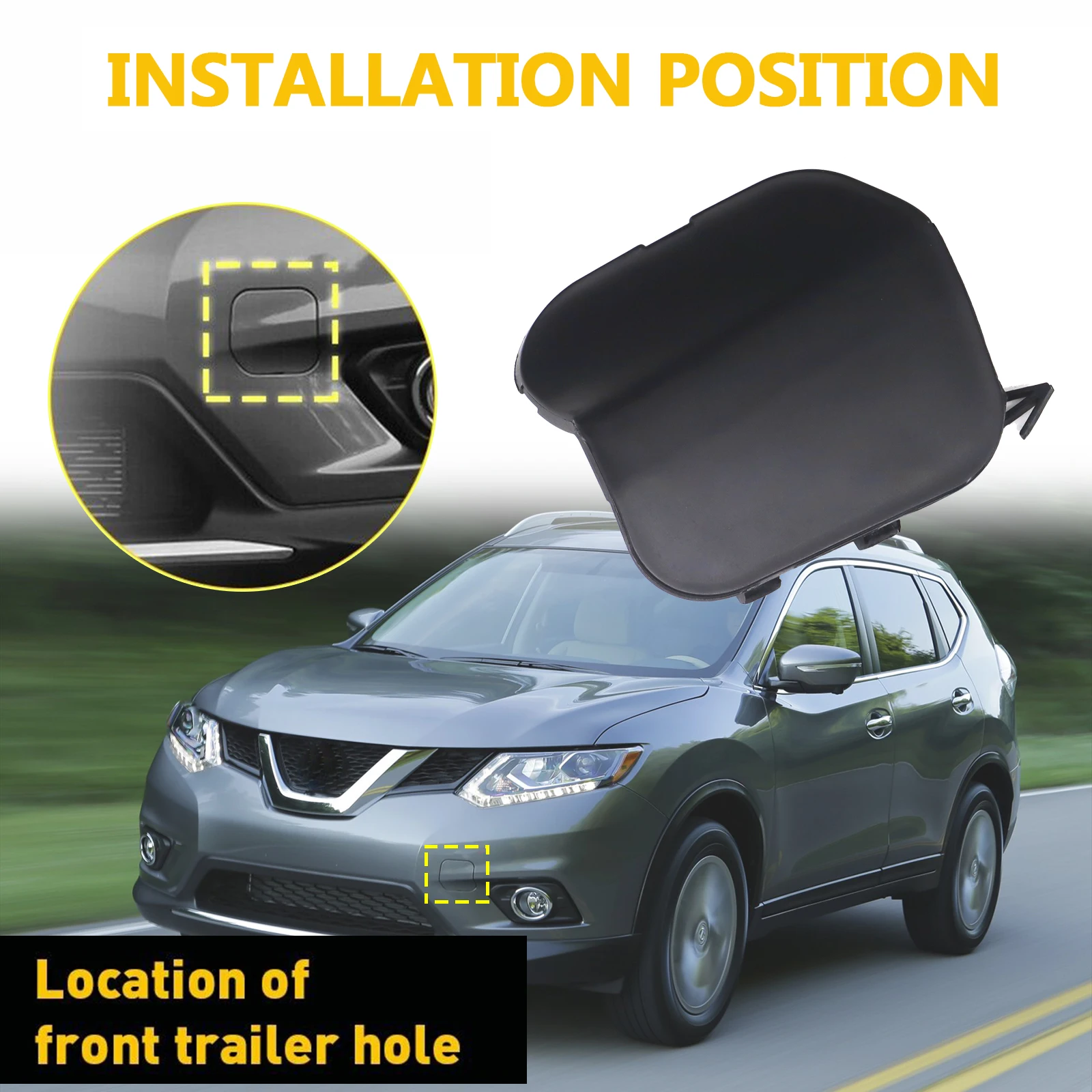 622A0-4BA0A For Nissan Rogue X-Trail T32 2014 2015 2016 Front Bumper Tow Hook Cap Cover Eye Access Trailer Hole Lid Protector