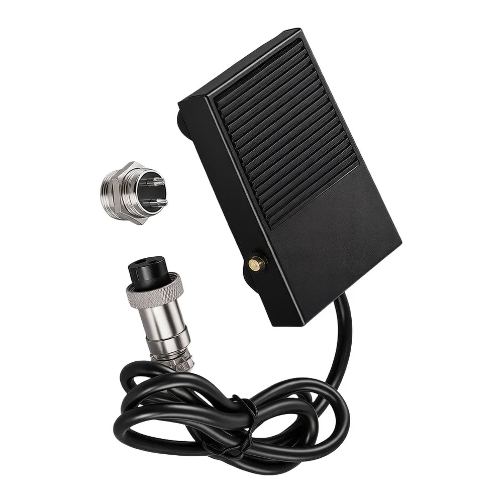 Metal Foot Switch With Cord Anti-Slip Pedal Control For Industrial Machinery Equipment Hands-Free Operation Silver Contacts