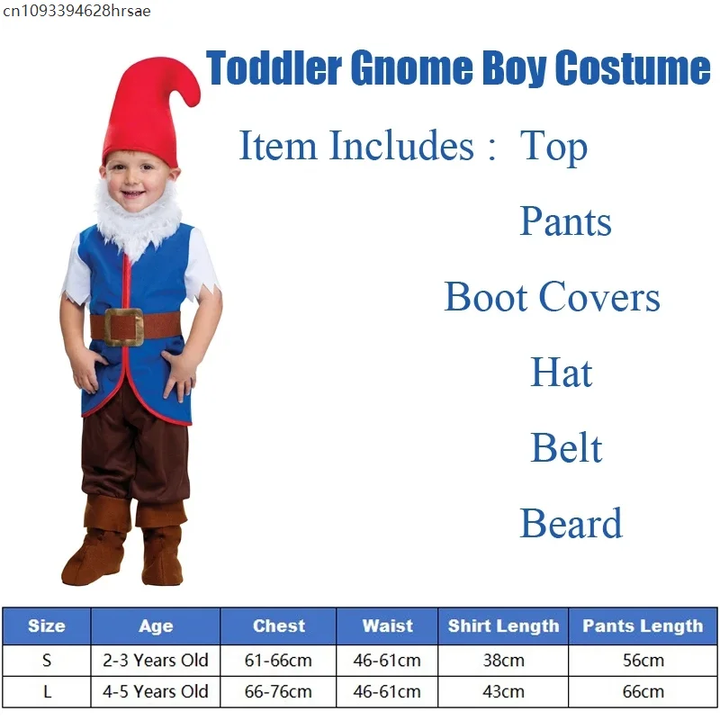 Новое поступление 2025 года, детский костюм гнома на Хэллоуин для мальчиков, костюм гнома для малышей