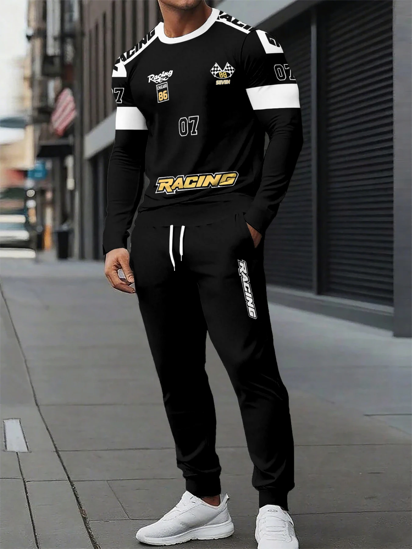 

Autumn and Winter Men Long Sleeve Set Men Sports Long Sleeve Set Popular Printed Pattern Men Fashion and Street Set Quick Drying