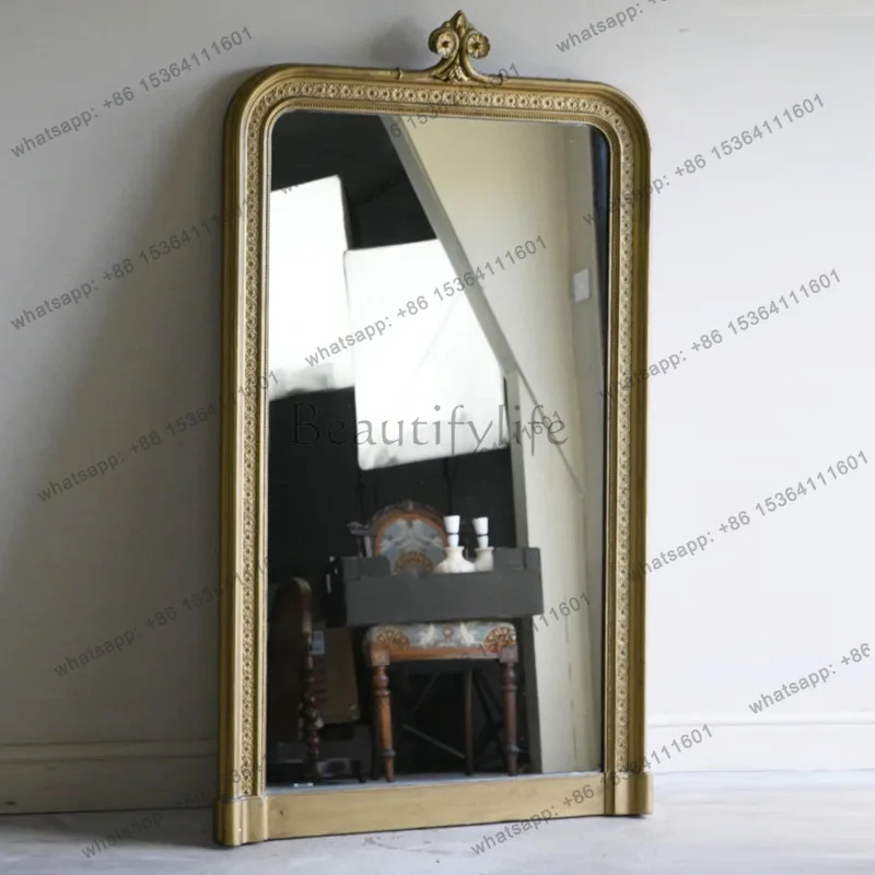 European court style carved retro floor mirror light luxury artistic sense home living room bedroom decorative mirror