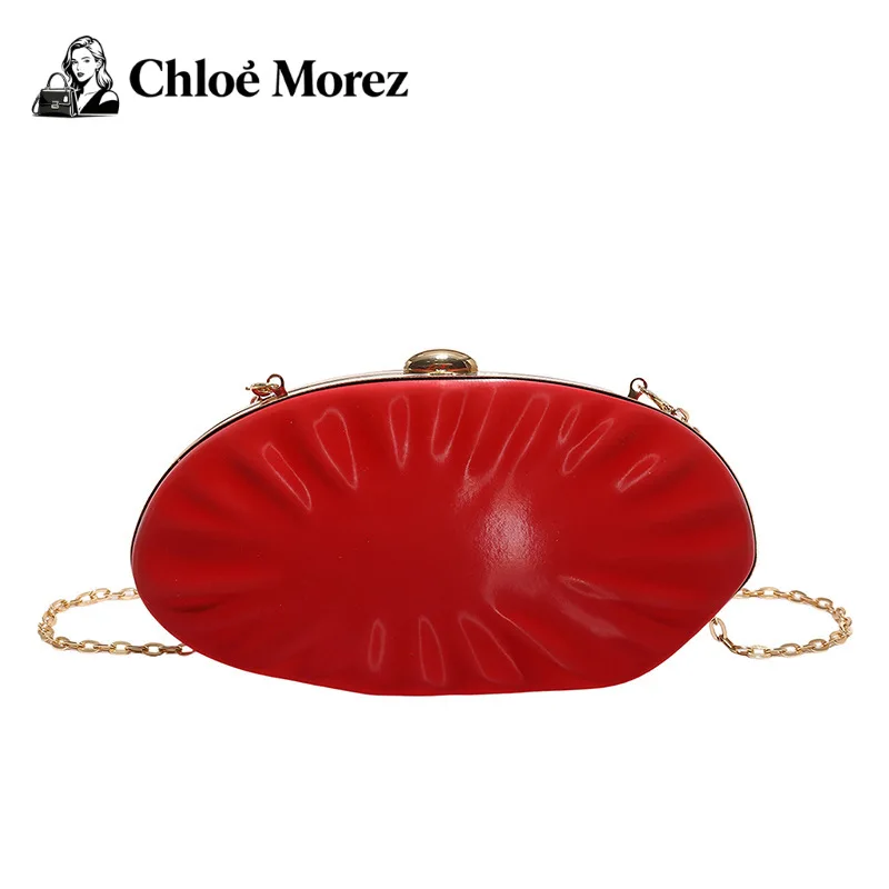 

Fashion Oval Shell Bag Acrylic Hand-held Goose Egg Chain Strap Women's Chain Shoulder Dinner