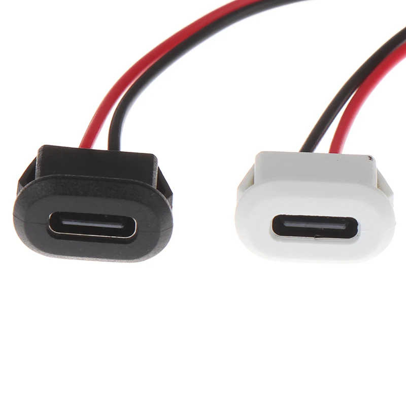 2Pin Interface With Welding Wire Socket USB-C Type C Waterproof USB Connector Direct Compression Female Base Socket Charging