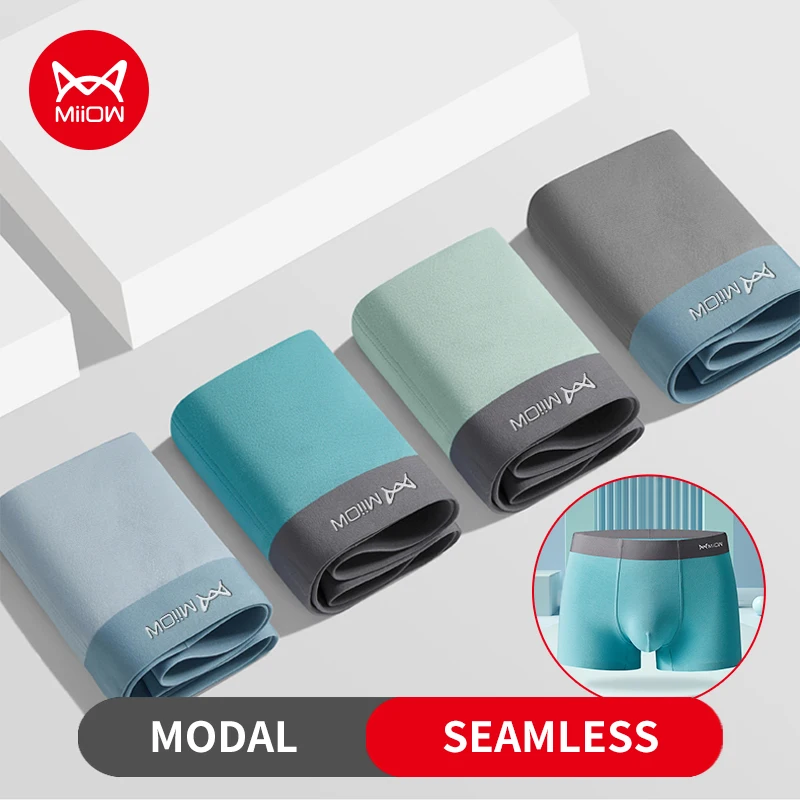 

MiiOW 3Pcs Modal Antibacterial Men Underwear Boxers Breathable Skin-friendly Men's Panties Seamless Underpants Male Boxershorts