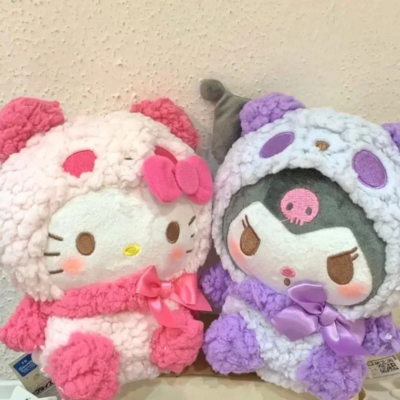 Sanrio อะนิเมะ Hello Kitty ของเล่นตุ๊กตา Kuromi My Melody Cinnamoroll ผ้านุ่มตุ๊กตา Kawaii ตุ๊กตาตกแต่งเด็กของขวัญวันเกิด