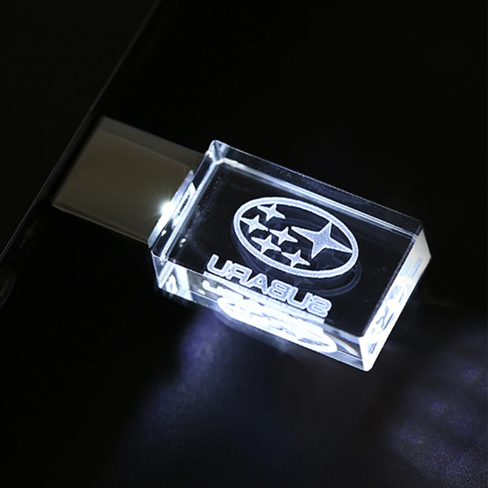 New Car Gift Fashion Crystal USB Flash Drive 128GB with LED Light Memory Stick Free Customized Logo Pen Drive External Storage