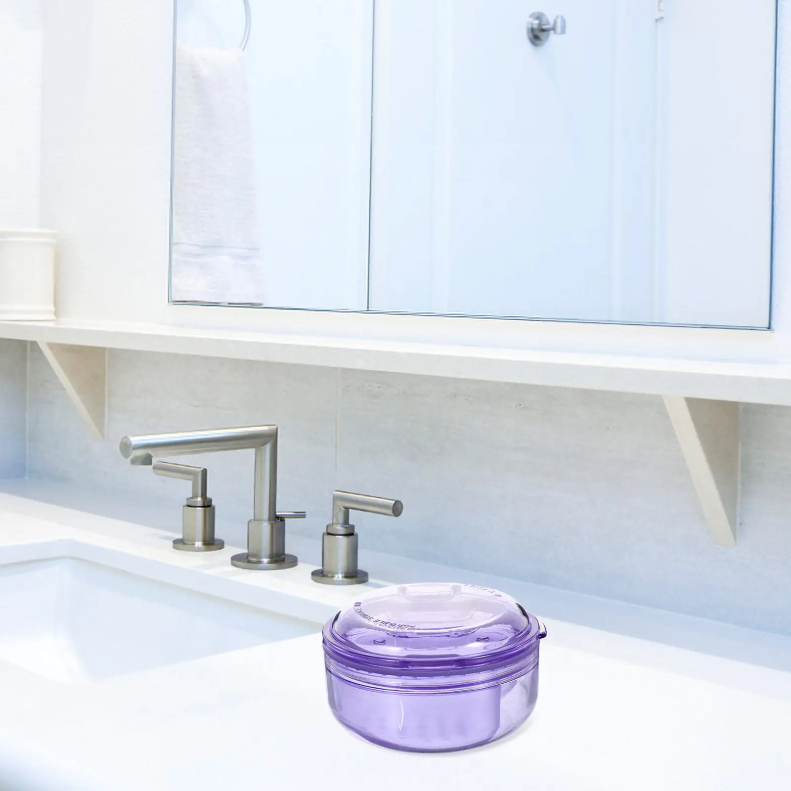 Premium Denture Case Retainer Box Storage Container for False Teeth Portable Travel Bath Outdoor Use Breathable Scratch Proof