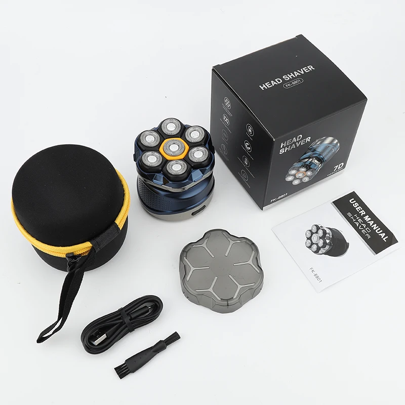 جديد Resuxi FK-8801 7D ماكينة حلاقة كهربائية دوارة رؤوس شفرة مغناطيسية 1400mAh 8500 دورة في الدقيقة ماكينة حلاقة كهربائية برأس أصلع مقاومة للماء IPX6