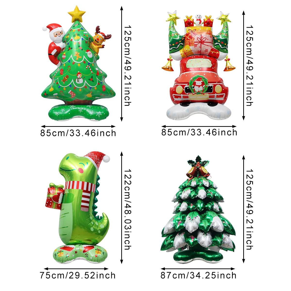 1Pc Christmas Mylar Balloon Xmas Tree Car Dinosaur Santa Claus Self-Standing Balloons for Navidad New Year Party Decor Supplies