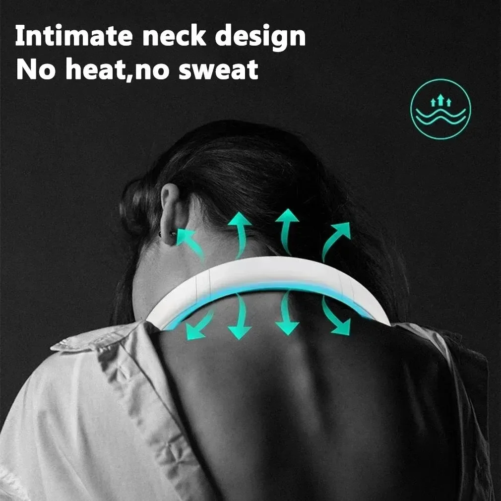 Xiaomi New Mini Neck Fan Portable Bladeless Hanging Neck 1200mAh Rechargeable Air Cooler 3 Speed Mini Summer Sports Fans