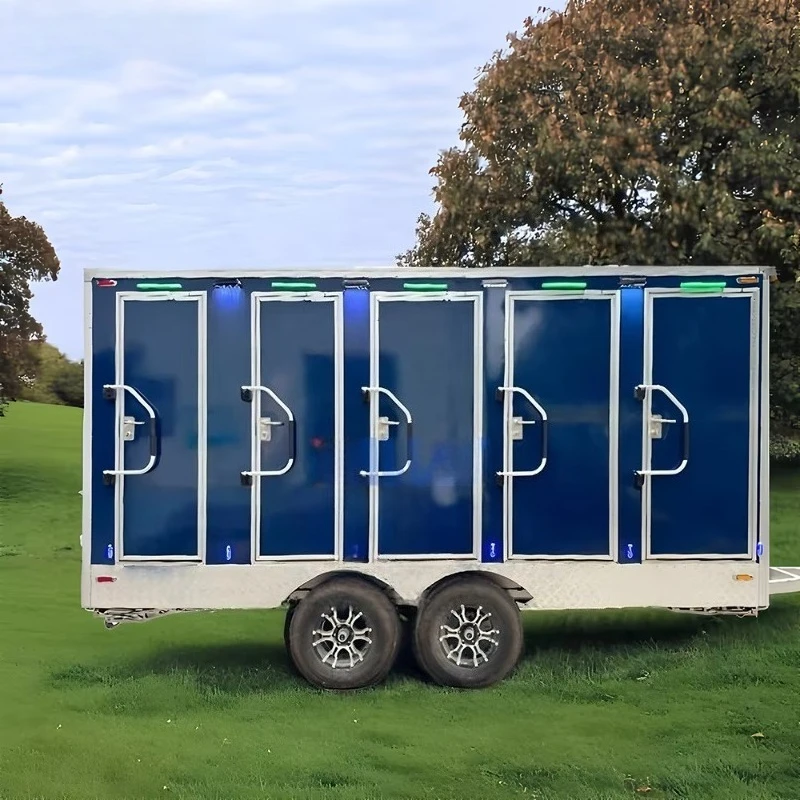 Customized Luxury Mobile Restroom Trailer With Shower Integrated Portable Toilet Bathroom Unit For Construction Camping