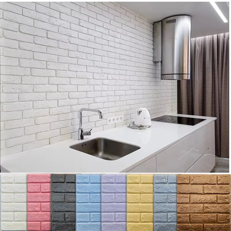 

3D Wall Stickers Waterproof Self Adhesive Wallpaper Foam Sticky Panels for Bedroom Living Decor Room Kitchen Bathroom Decoration