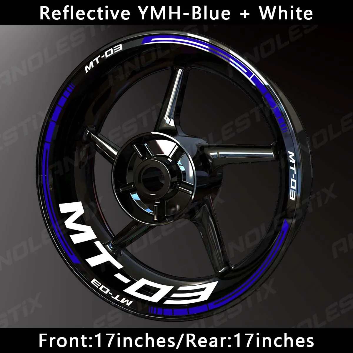 AnoleStix Reflective Motorcycle Wheel Sticker Hub Decal Rim Stripe Tape For YAMAHA MT-03 MT03