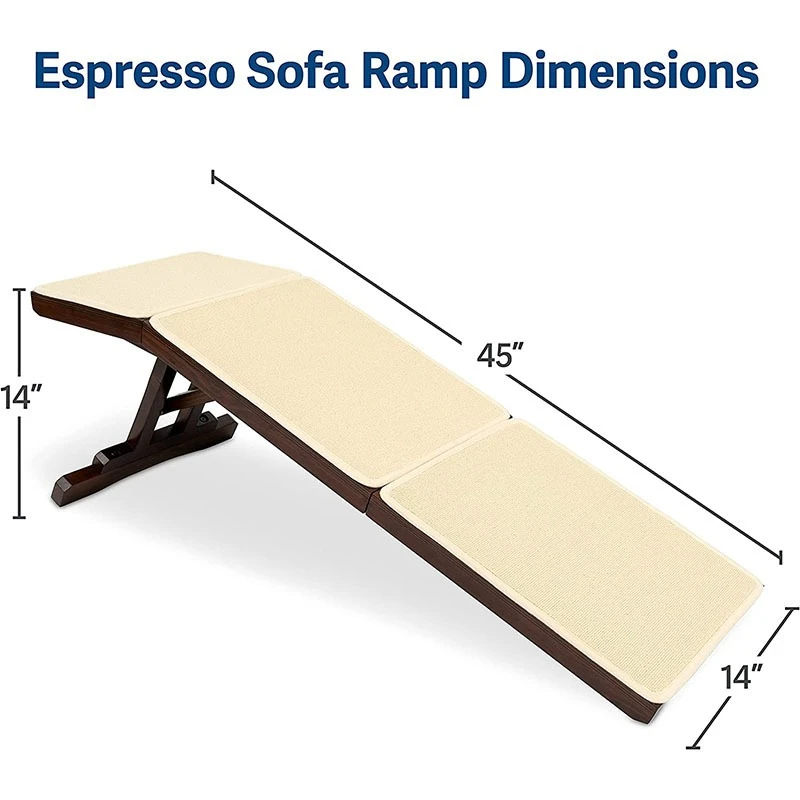 

Wooden Dog Stairs Slope Pet Foldable Accessible Bed Ladder Wooden Senior Dog Ramp Steps