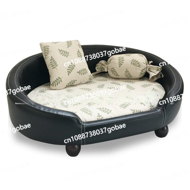 사계절용 면과 린넨 애완동물 침대, 변형 없이 탈부착 및 세탁 가능