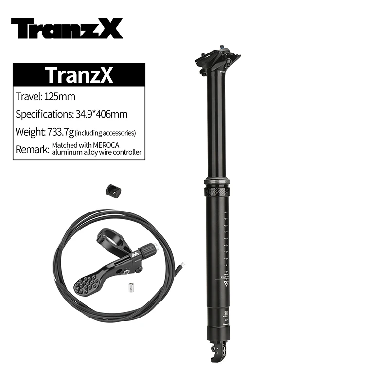 Tranzx 34.9mm Wire Control Hydraulic Seat Post 125mm Travel