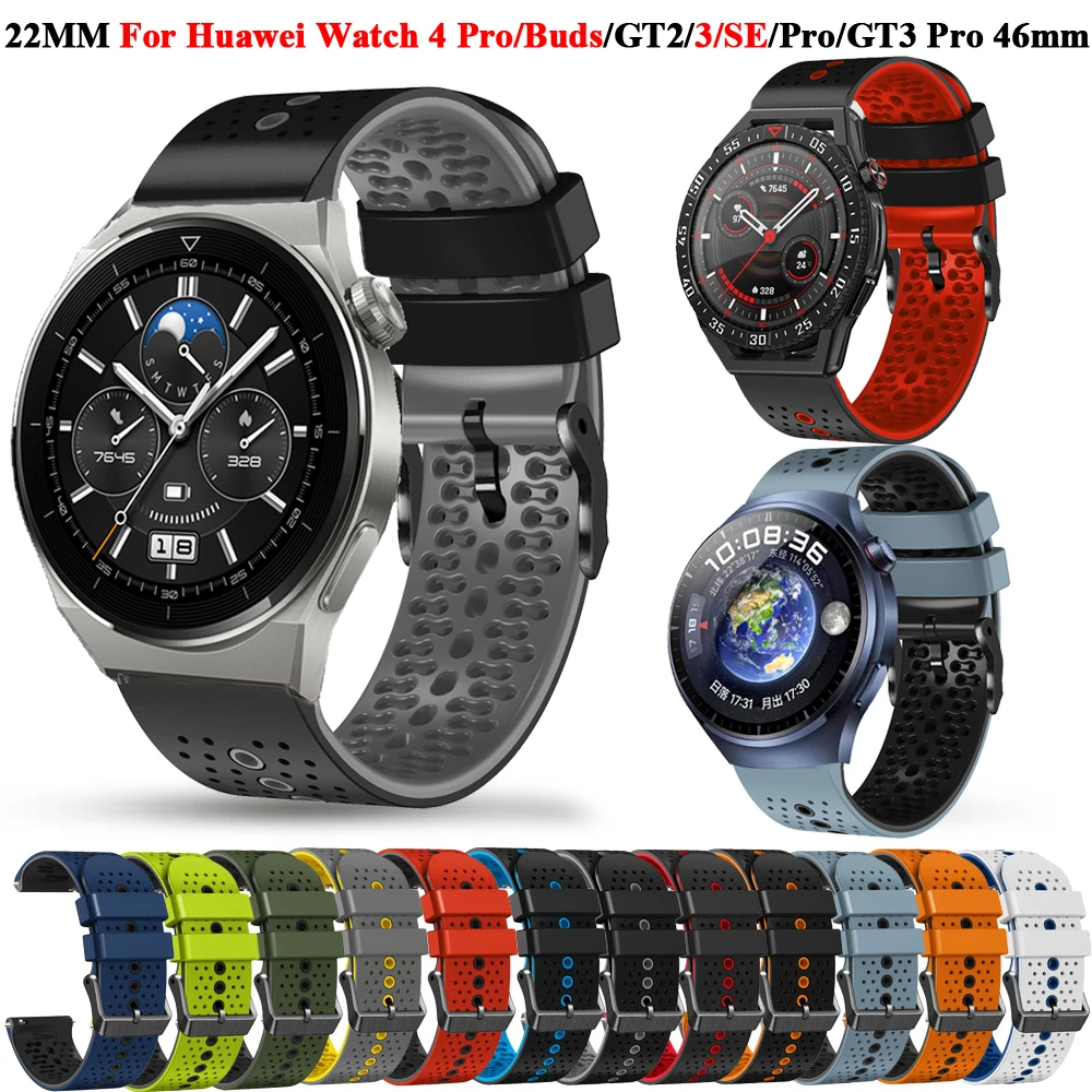 22mm Replacement Silicone Watch Straps Band For Huawei Watch 4-Pro/GT 3 SE GT2 46mm Smartwatch GT3 Pro 46mm Wristband Watchbands