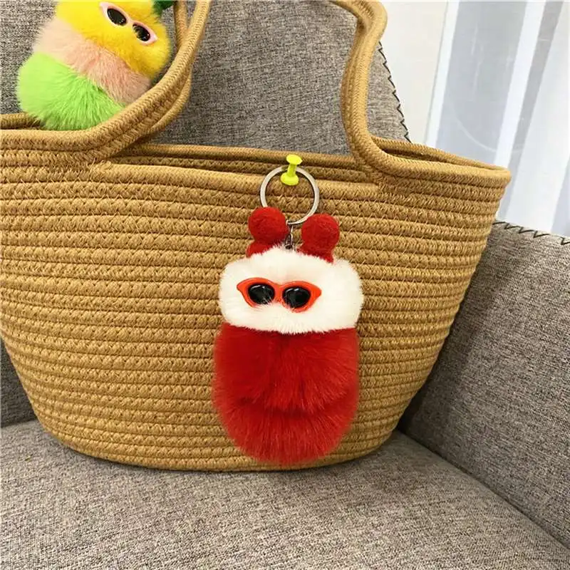 Hot Sale Cartoon Plush Charm for Bag Girl Funny Pompom Stuffed caterpillar Doll Key Backpack Car Pendant Accessories Jewelry