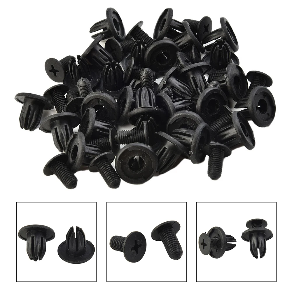 

50x 10mm Car Rivet Clips Hole Car Rivet Push Clips Retainer Door Trim Panel Clip Fastener Black Auto Perfect Accessories