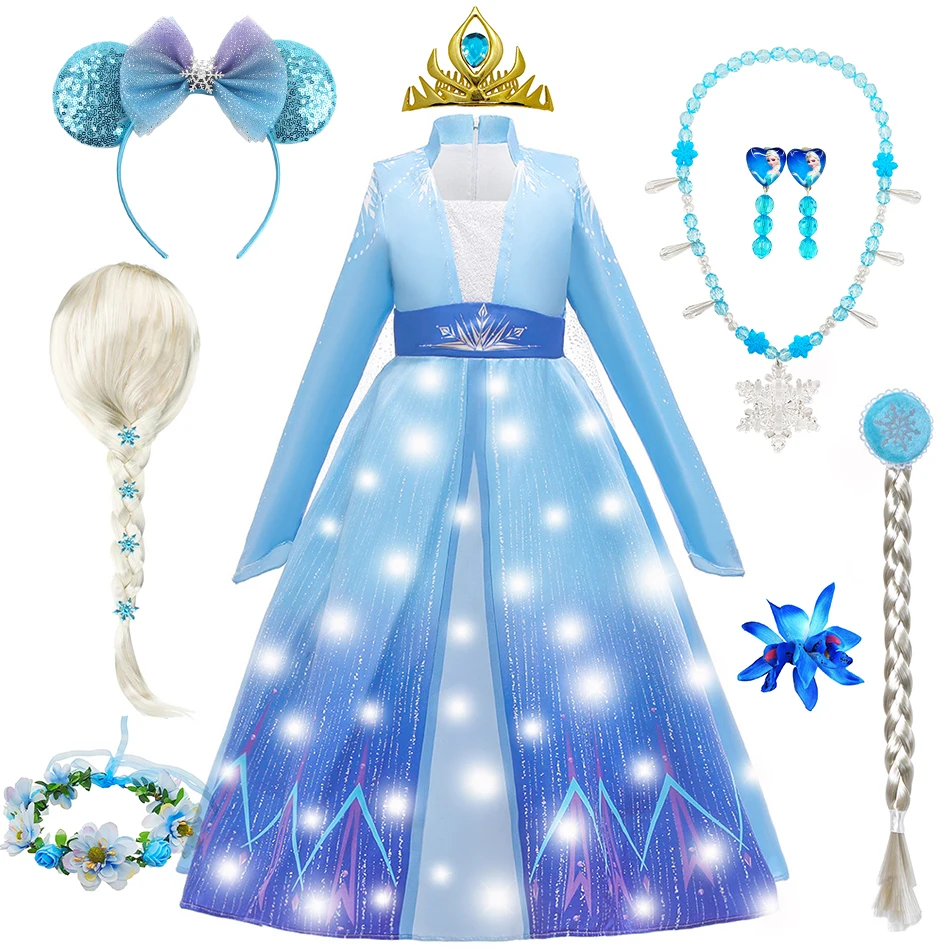 Elsa Princesa Rainha da Neve para Meninas Vestido, Roupa Infantil, Carnaval, Festival, Halloween, Festa de Aniversário, Vestido Elegante para Crianças, Cosplay