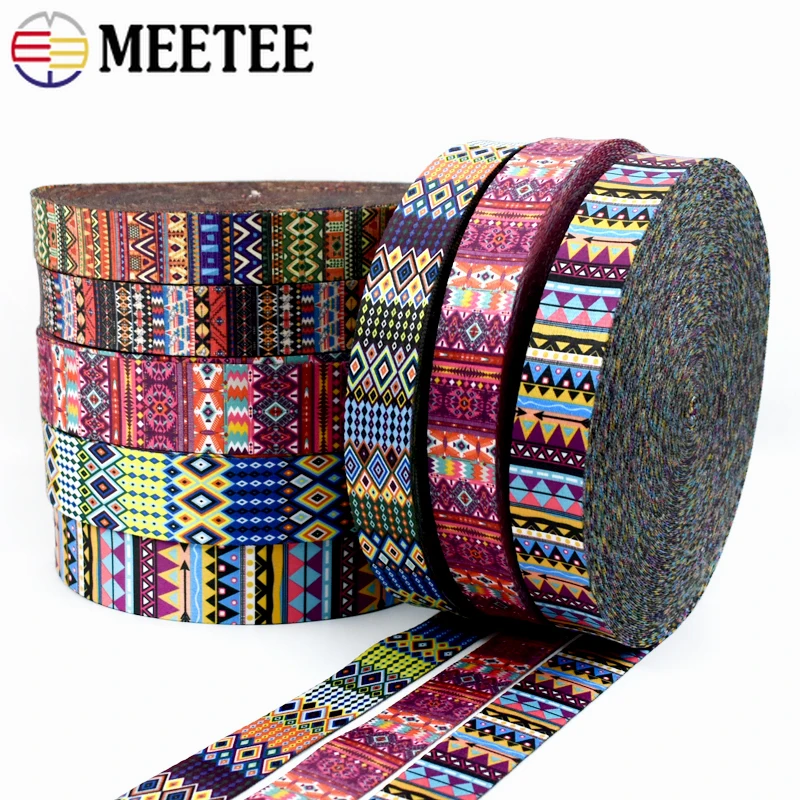 2/3/4/5Meters 38/50mm Ethnic Jacquard Nylon Webbing Double-sided Printed Luggage Strap Clothes Binding Tape Sewing Accessories