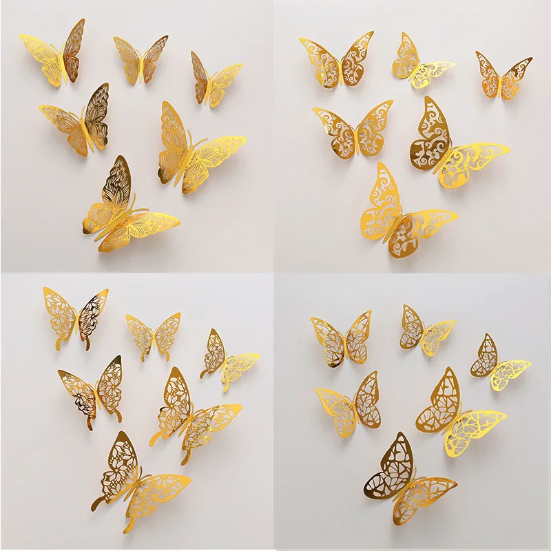 3D Stereo SimulateD Butterfly Wall Stickers Living Room Wall Decoration Cut Out Stickers HoliDay Layout Cartoon Creative Stic...