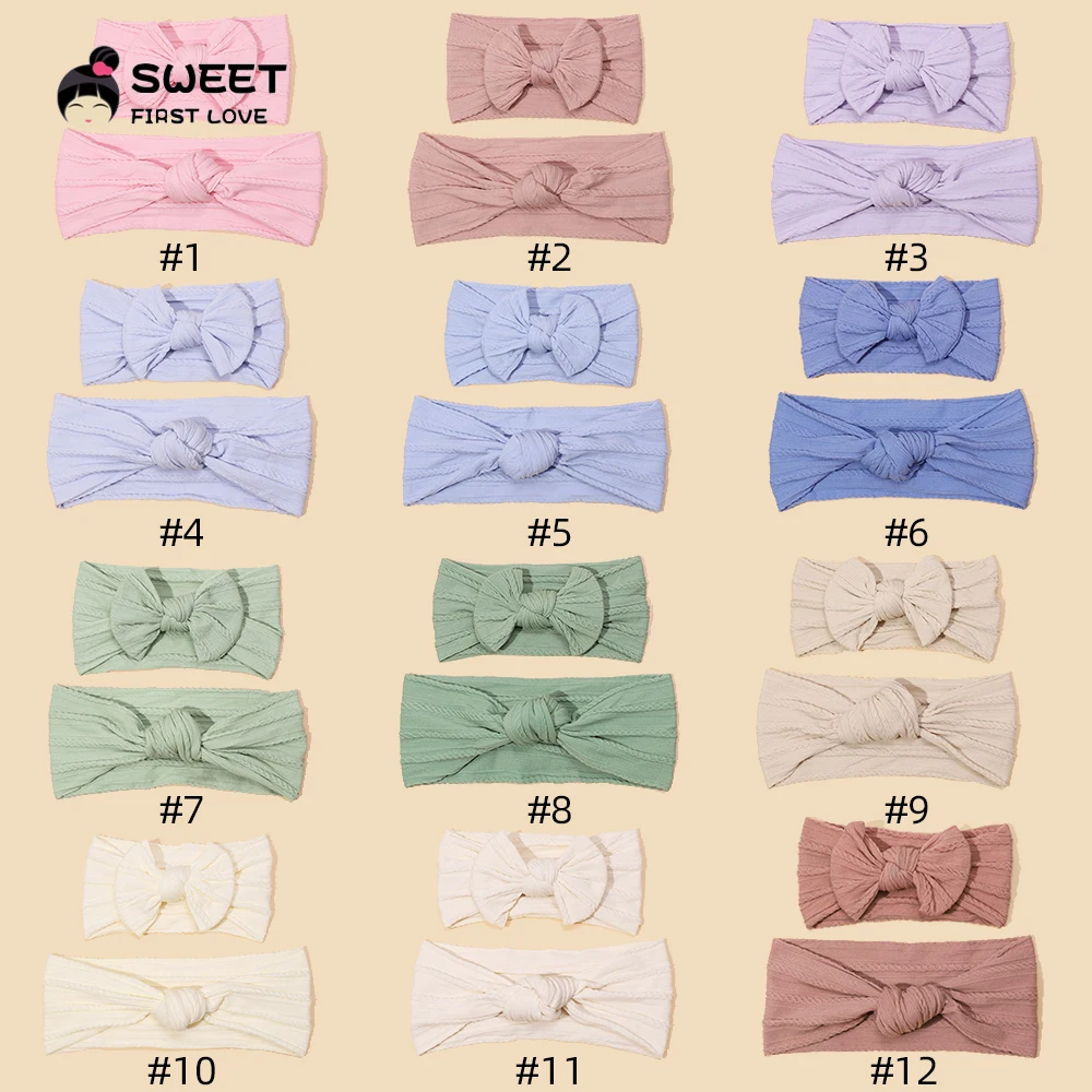 Mother & Baby Headbands Cable Knit Hair Bows for Baby Girls Parent-Child Turban Soft Nylon Baby Items Children's Accessories