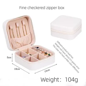 Lederspeicherbox, kleiner Reißverschlussbeutel, feiner Gitterstandard, geeignet für die Organisation von Ringen und Ohrringen 10 Hauptverkaufstasche - №5