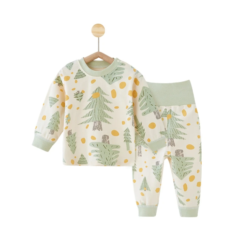 

Комплект нижнего белья унисекс из чистого хлопка для малышей на осень, одежда для сна с высокой талией и защитой живота, домашняя теплая пижама на Хэллоуин