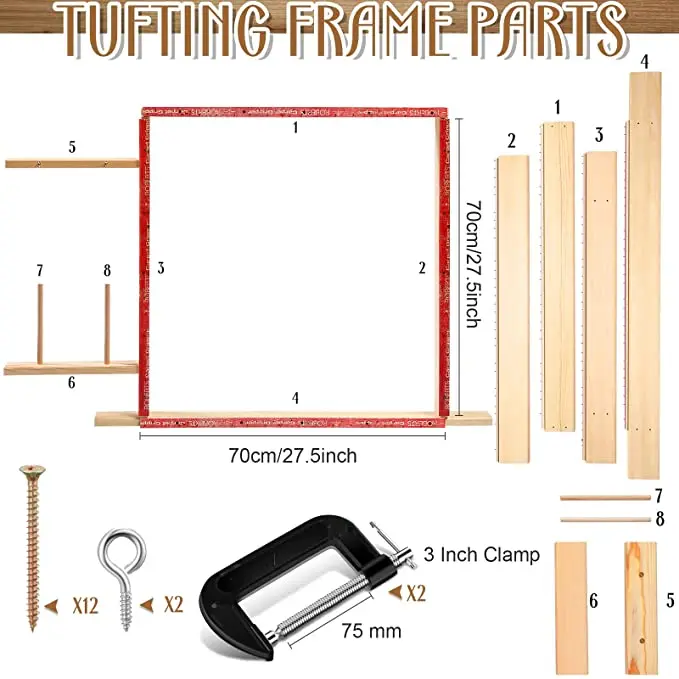 

Wooden Frame Suit for Electric Tufting Tufting Frame for Carpet and Rug Making and Display