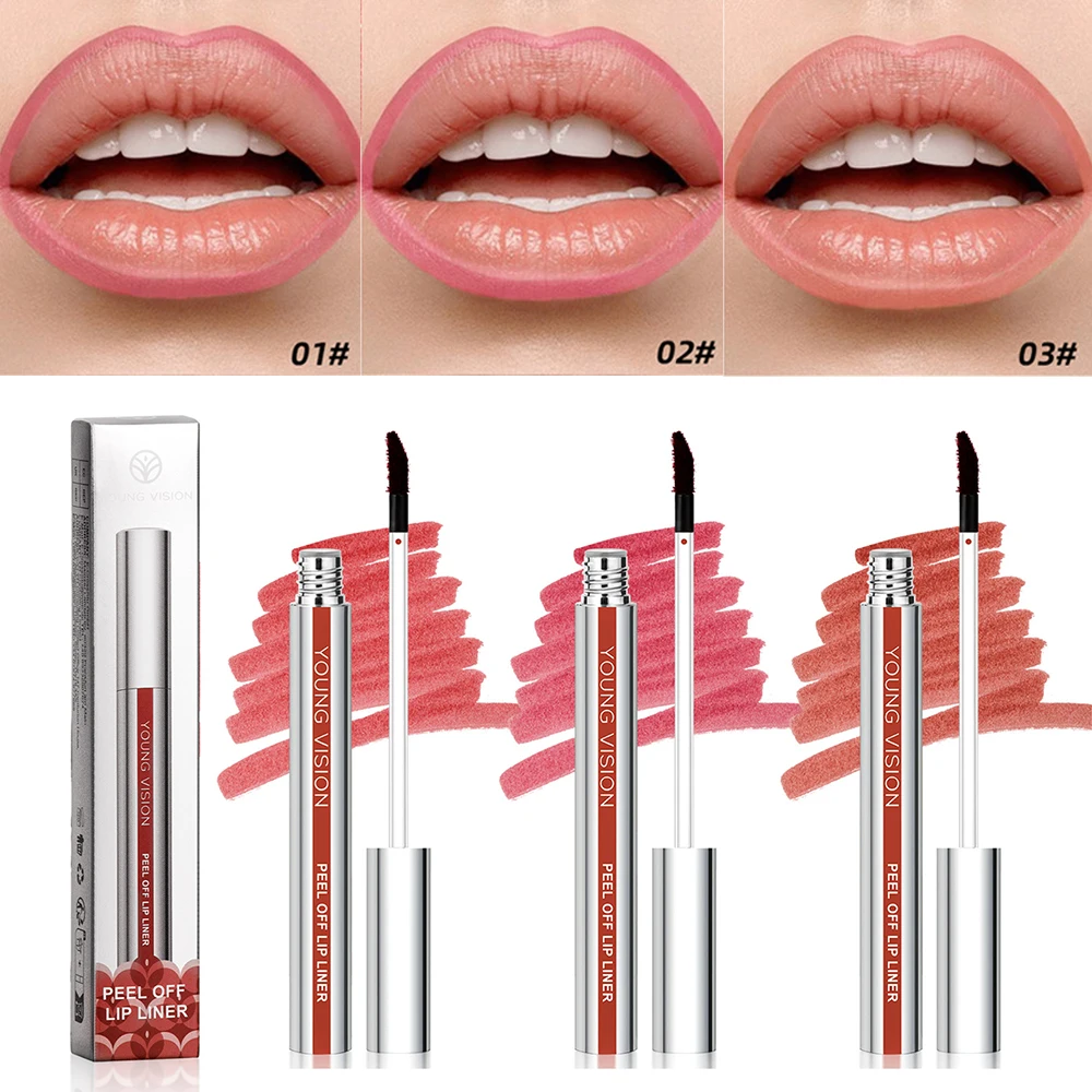 Pink Peel Off Lip Liner Lasting Waterproof Natural Nude Matte Lips Outline Contour Tattoo Lip Stain Dye Tear-Off Lipstick Makeup