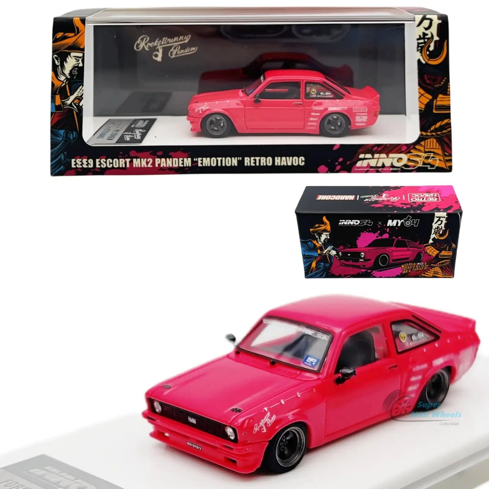 

INNO64 1:64 Escort MK2 Pandem «Emotion» Ретро Havoc Розовая модель автомобиля из смолы Коллекция ограниченного выпуска Хобби Игрушки