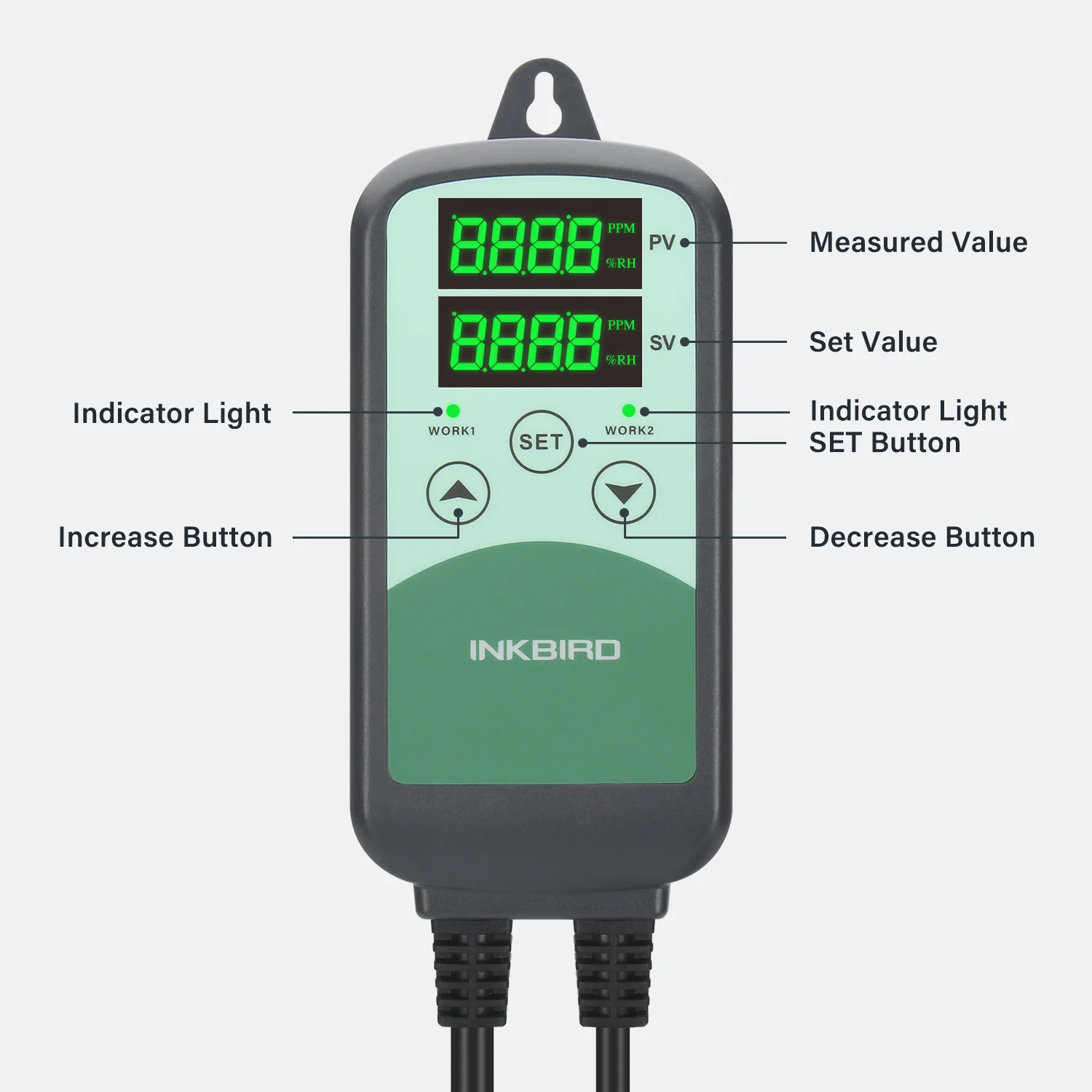 INKBIRD CO2 Controller with S01 Sensitive Sensor Programmable CO2  Monitor for Agricultural Livestock Industries Ventilation