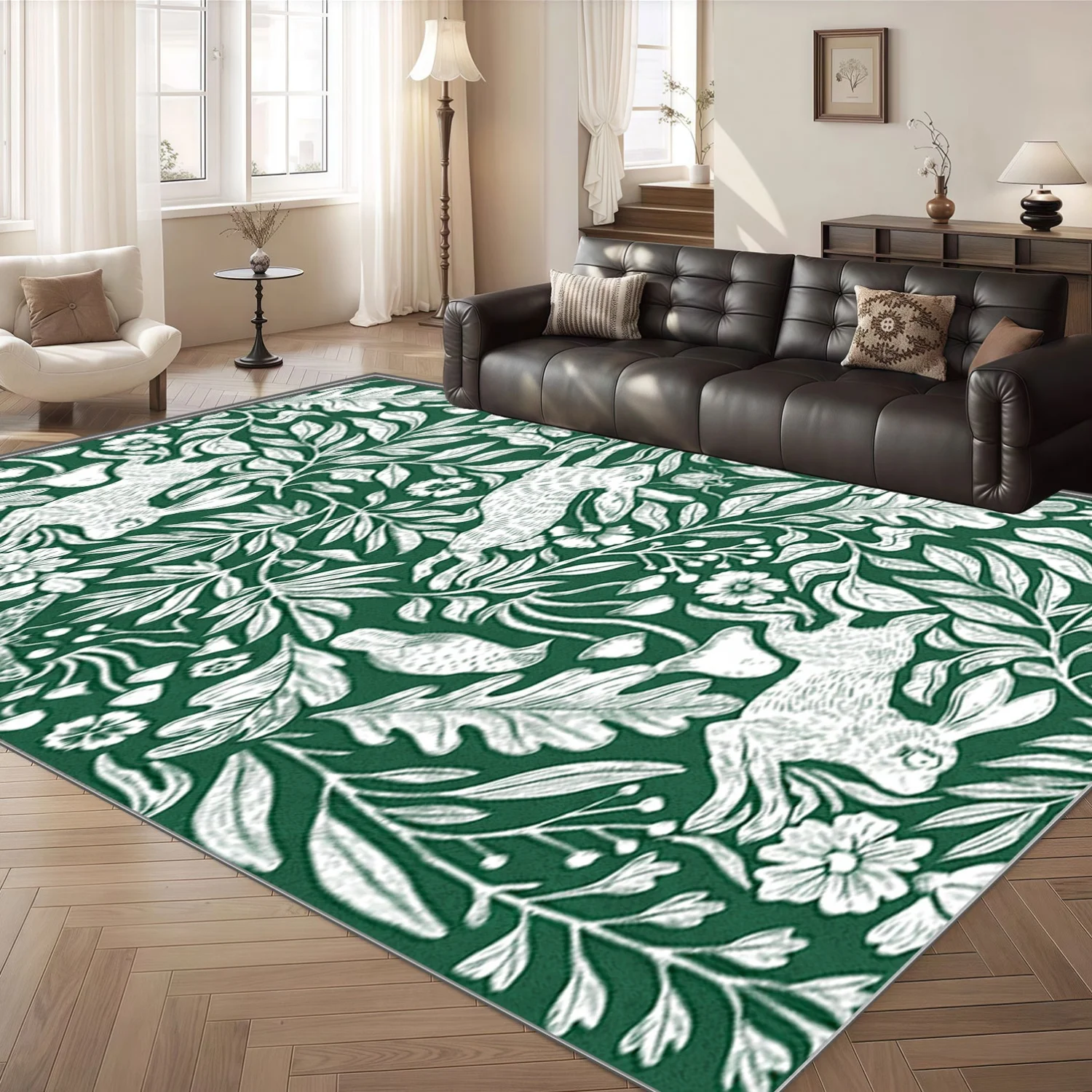 Exotic Tropical Floor Rug Vibrant Hibiscus Hawaii Flower Foliage Stylish Decor Area Rug for Indoor Living Space Home Ornament